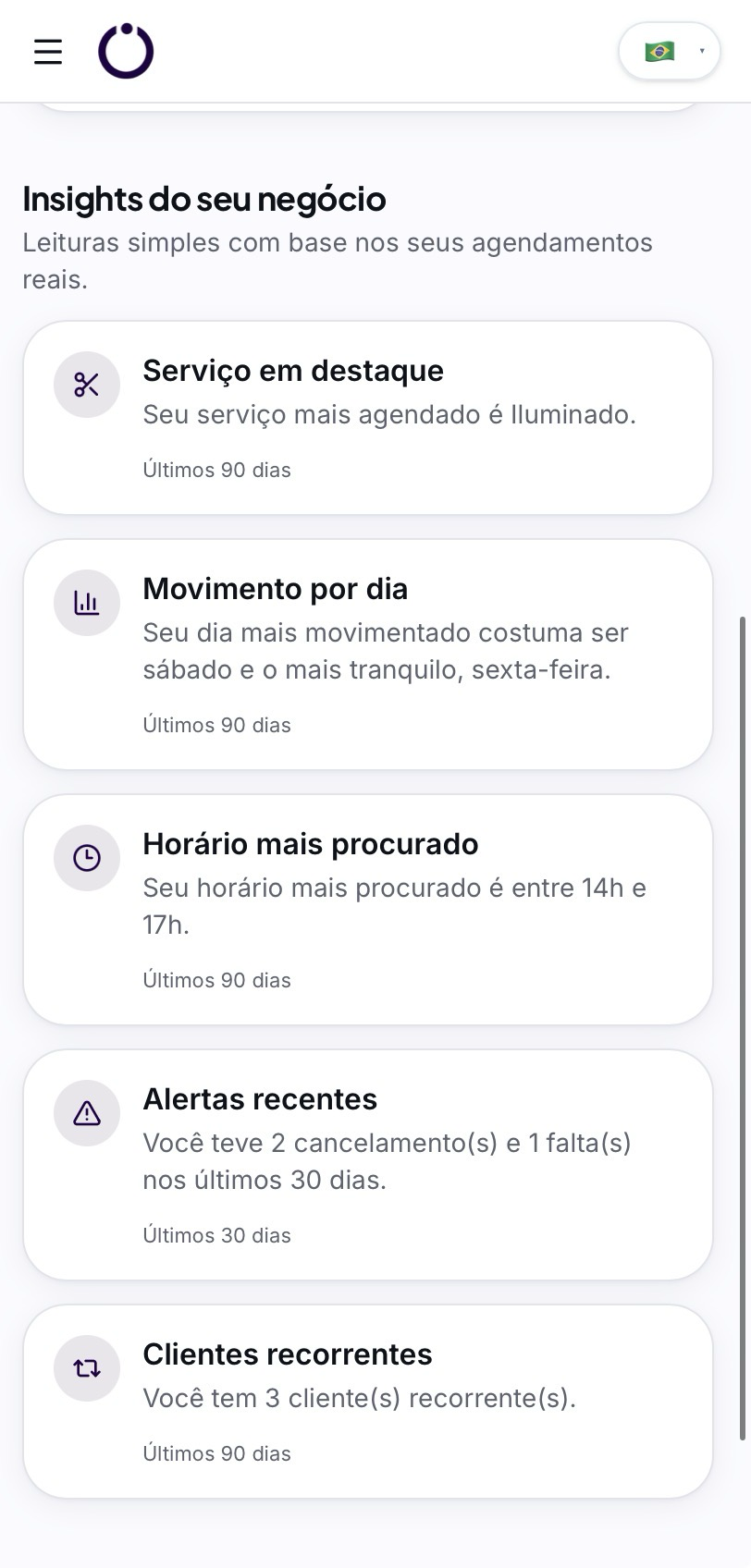 Insights do seu negócio